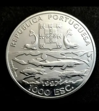 Moneda PLATA PORTUGAL 1000$ 1997 SIN CIRCULAR