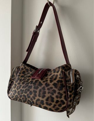 Borsa vintage y2k leopardata borgogna