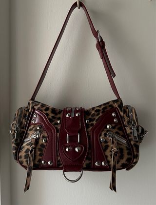Borsa vintage y2k leopardata borgogna