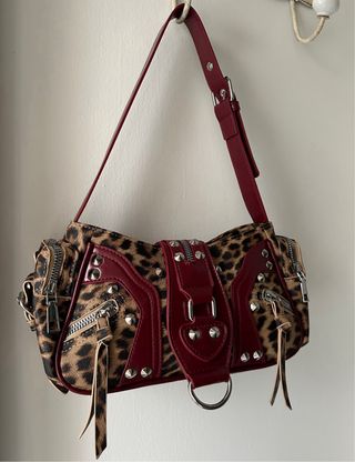 Borsa vintage y2k leopardata borgogna