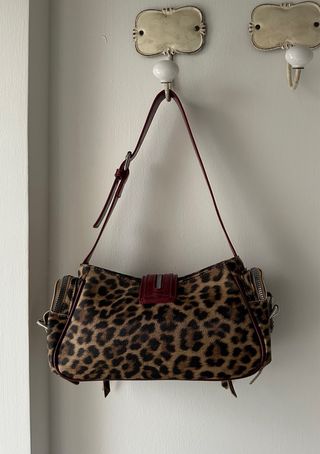 Borsa vintage y2k leopardata borgogna