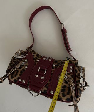 Borsa vintage y2k leopardata borgogna