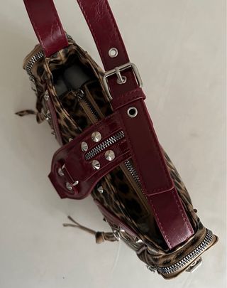 Borsa vintage y2k leopardata borgogna