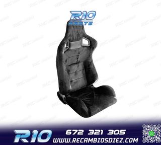 ASIENTO DEPORTIVO SEMI BAQUET ESTILO RS ALCÁNTARA NEGRA