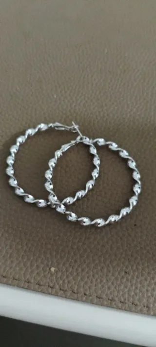 Pendientes aro trenzado plateados