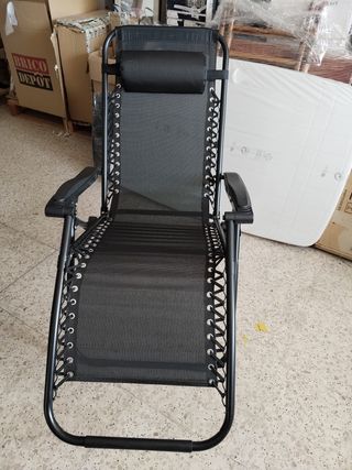 Tumbona plegable negra 95x65x106cm