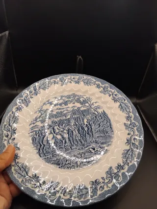 🇬🇧 Plato de porcelana inglés Staffordshire azul