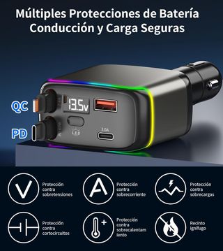 XXZU Cargador Coche 137W Carga Rápida 4 en 1