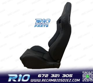 ASIENTO DEPORTIVO SEMI BAQUET ESTILO RS CUERO NEGRO SEMI PIE
