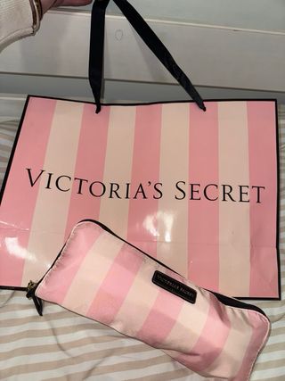 Bolso de viaje Victoria's Secret rosa y blanco