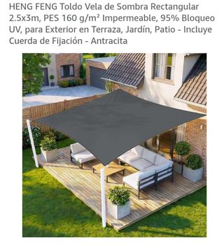 Toldo Vela Sombra HENG FENG 2.5x3m Gris