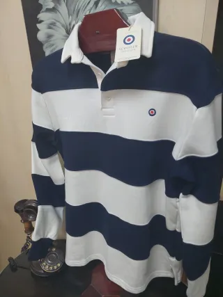 Polo Scooter Rayas Azul Marino y Blanco