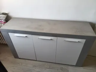 Aparador 1.44m Gris y Blanco