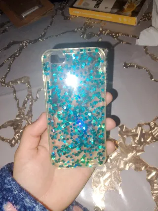 Cover iPhone 5 con glitter verde-blu