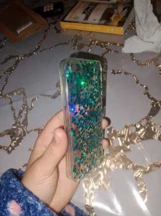 Cover iPhone 5 con glitter verde-blu