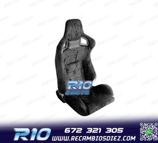 KIT ASIENTO DEPORTIVO SEMI BAQUET LOOK RS ALCÁNTARA NEGRA