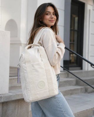 Mochila Benetton Beige/Blanca Mujer