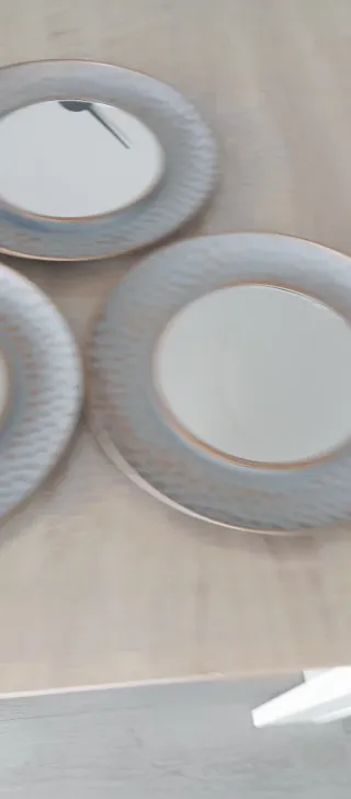 Espejo de pared redondo dorado y gris