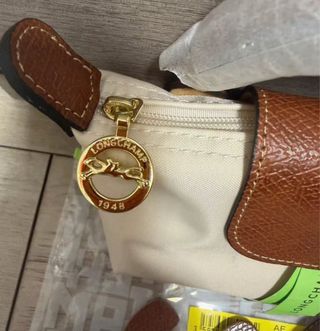 Longchamp Le Pliage Cuir Pequeño Bolso Marrón Beig