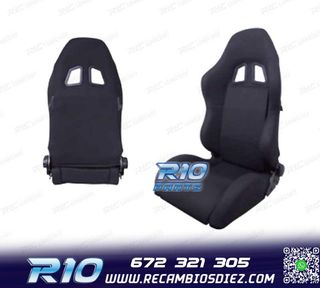 KIT ASIENTO DEPORTIVO SEMI BAQUET MONTECARLO TELA NEGRO