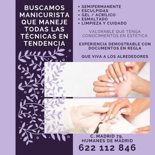 Busco manicurista con experiencia demostrable