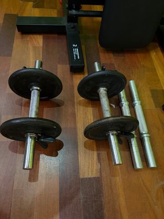 Banco de pesas y discos Decathlon