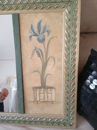 Espejo decorativo floral plata 1'30 x65cm