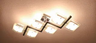 Lámpara de techo 6 luces cristal y metal