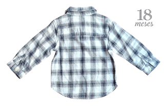 Camisa Xadrez Azul e Branca Kiabi 18 meses