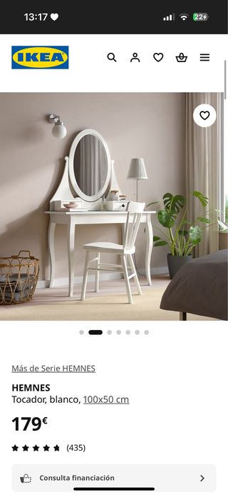 Tocador blanco modelo HEMNES ikea