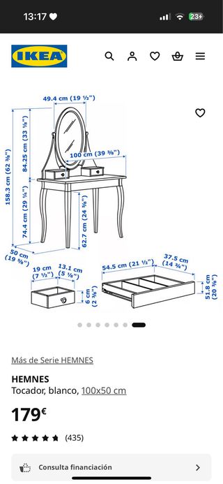 Tocador blanco modelo HEMNES ikea