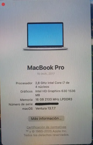 MacBook Pro 15,4 Gris Espacial