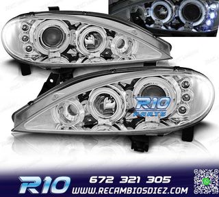 FAROS RENAULT MEGANE 99-02 OJOS ANGEL FONDO CROMO