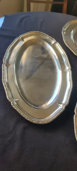 Juego 3 bandejas alpaca plateada