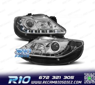 FAROS SEAT IBIZA 6J 08-12 LUZ DIURNA LED FONDO CROMO
