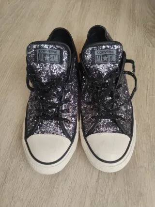 Converse All Star Glitter Nero/Argento
