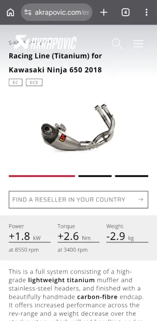 Escape Akrapovic Kawasaki Ninja 650