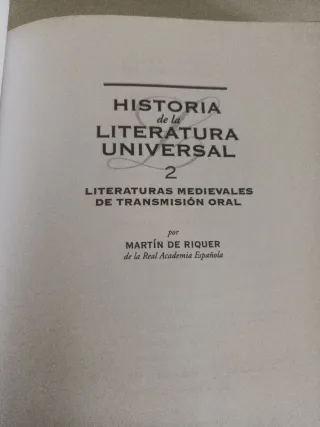 Historia de la literatura universal.