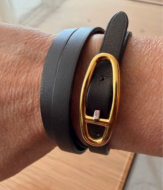 Pulsera Hermès Cuero y Oro Nueva