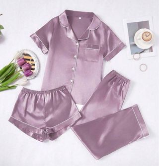 Pijama Seda Mujer 3 Piezas Talla L