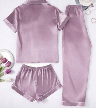 Pijama Seda Mujer 3 Piezas Talla L