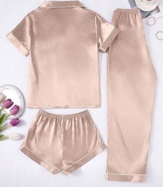 Pijama Seda Mujer 3 Piezas Talla L