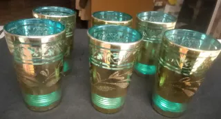 Juego Té Árabe Dorado y Turquesa