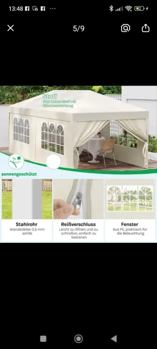 Pérgola plegable 3x6m con laterales en azul oscuro