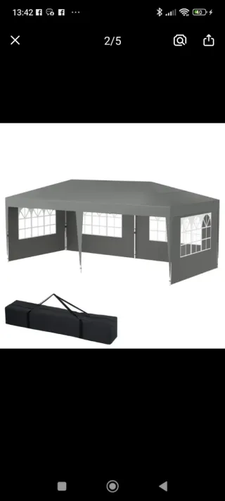 Pérgola plegable 3x6m con laterales en azul oscuro