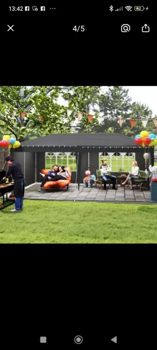 Pérgola plegable 3x6m con laterales en azul oscuro