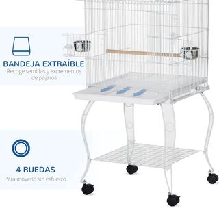 Gabbia grande per uccelli con ruote e supporto