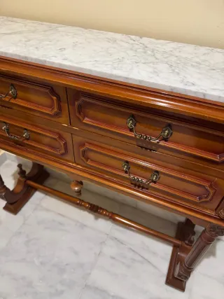 Mueble recibidor vintage madera y mármol