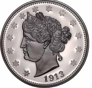 Medalla reproducción 5 cent 1913