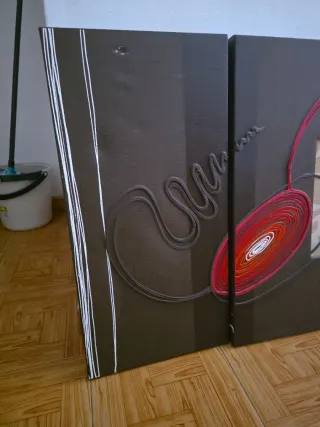 Tríptico di legno e tela in legno